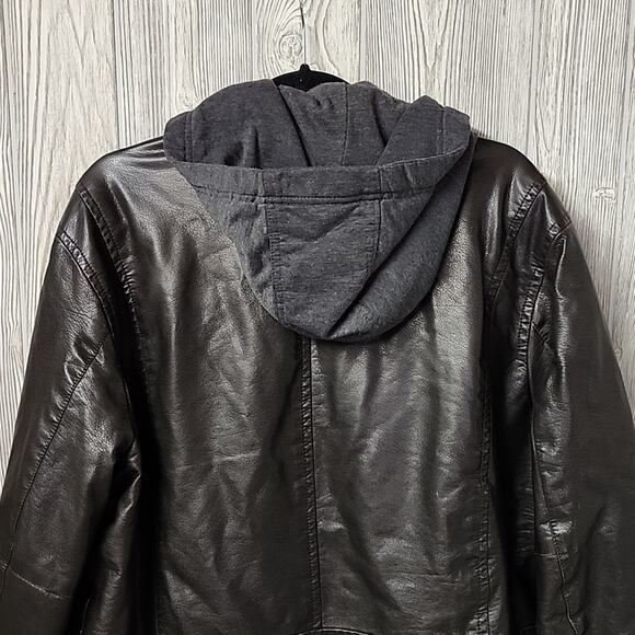 Levi's Mens Faux Leather Hooded Racer Jacket Size Large - Picture 5 of 14
